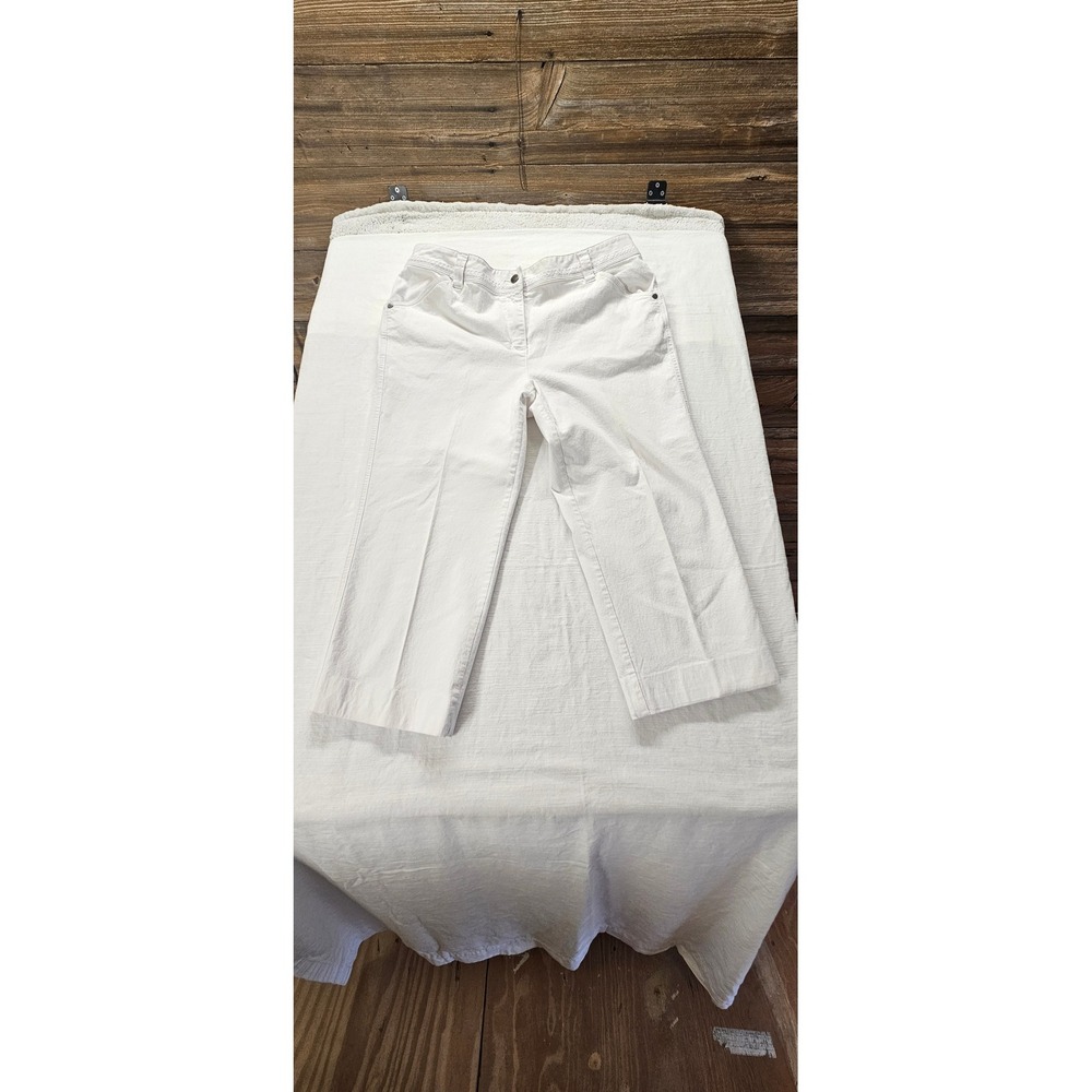Woolrich Womens White Cropped Pants Cotton‎ Blend Stretch Capris Size 14 1208